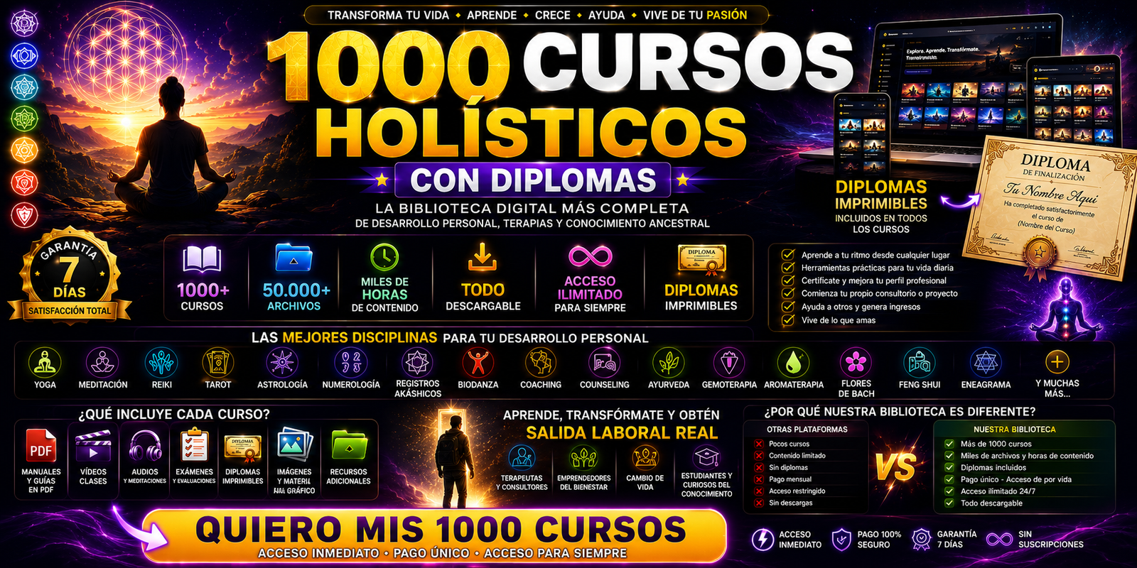 1000 Cursos Hol&iacute;sticos - La Biblioteca de Bienestar m&aacute;s Completa